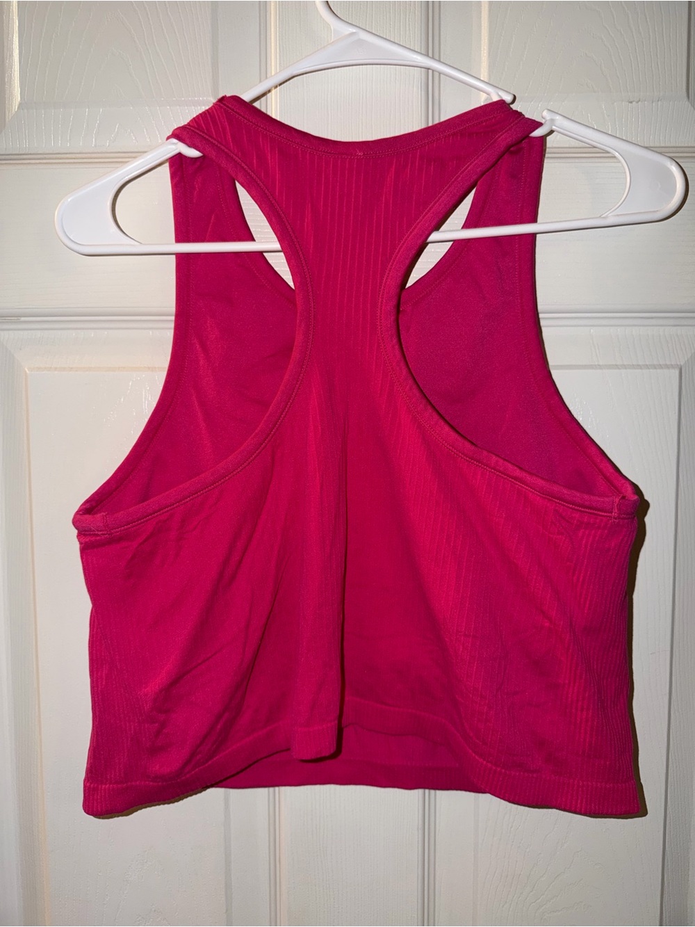 Pink Ribbed Racerback Crop Tank Top - Picture 3 of 5